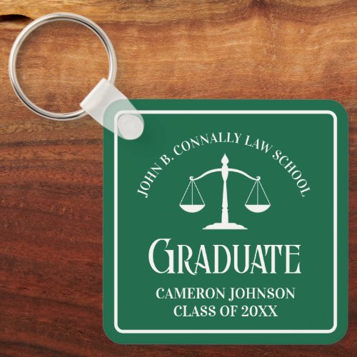 Custom Green Law School Graduation Keepsake Keychain