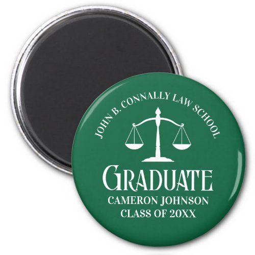 Custom Green Law School Graduation Keepsake Magnet