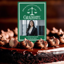 Custom Green Law School Graduation Photo Party Cake Topper
