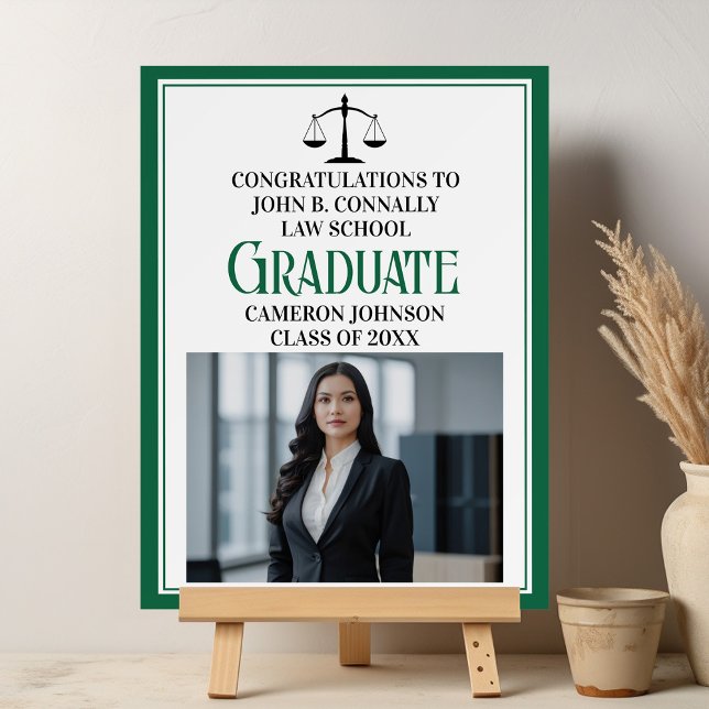 Custom Green Law School Photo Graduation Party Foam Board (Creator Uploaded)