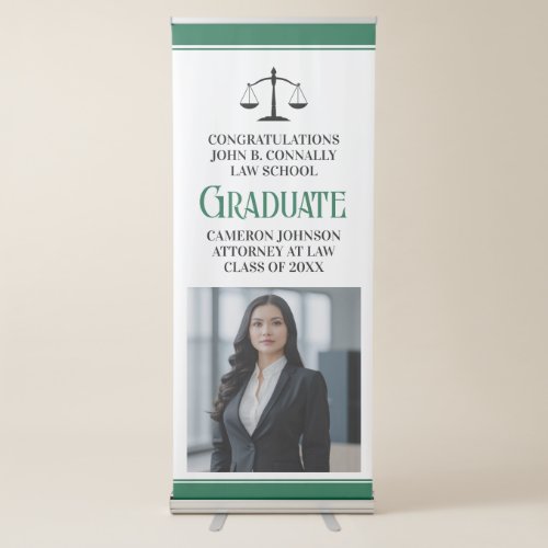 Custom Green Law School Photo Graduation Party Retractable Banner
