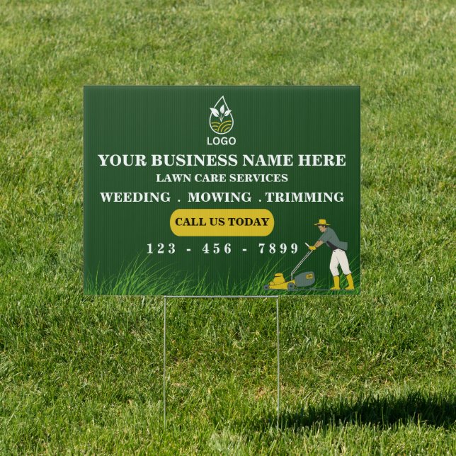 Custom Green Lawn Care Services Yard Sign (Insitu)