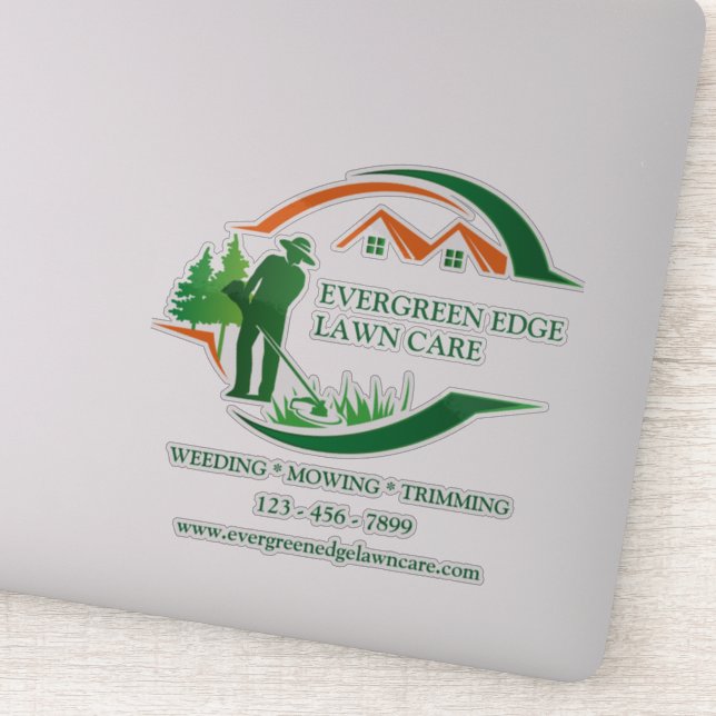 Custom Green Lawn Care Vinyl Sticker (Detail)