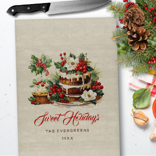 Custom Green Leaves Watercolor Vintage Christmas Cutting Board