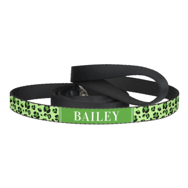 Custom Green Leopard Dog Leash (Handle)