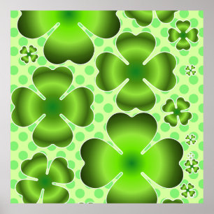 Custom Green Lucky Clover Pattern Gift Poster
