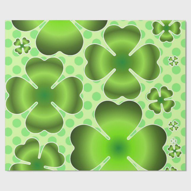 Custom Green Lucky Clover Pattern Gift Wrapping Paper (Flat)