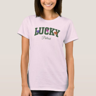Custom Green 'LUCKY' with Colorful Shamrocks T-Shirt