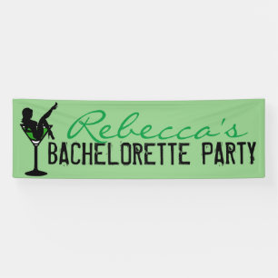 Custom green martini girl bachelorette banner