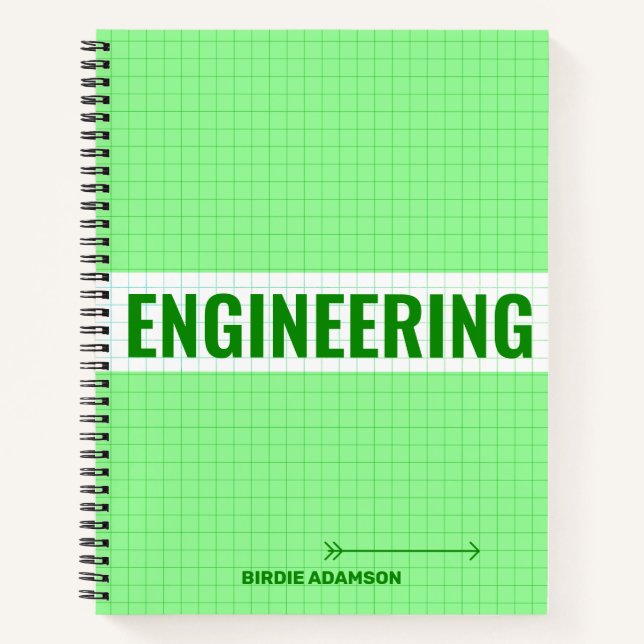 Custom Green Math & Engineering Graph Paper Notebook (Front)