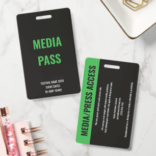 Custom Green Media Press Access Concert Festival Badge