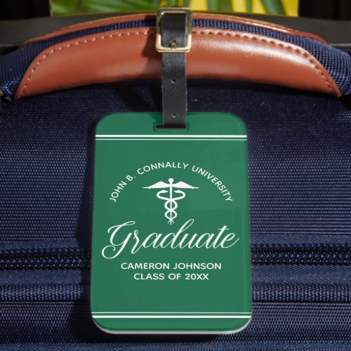 Custom Green Medical School Graduation Luggage Tag