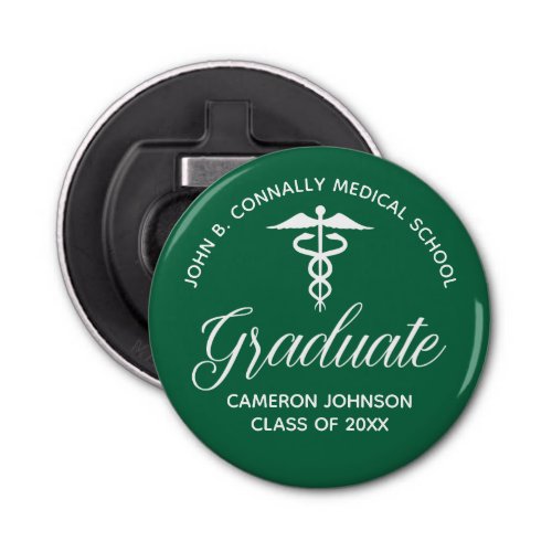 Custom Green Medical School Graduation Party Bottle Opener