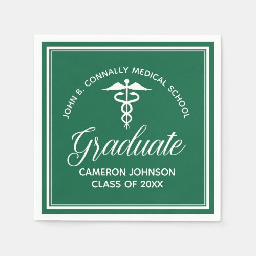 Custom Green Medical School Graduation Party Napkins