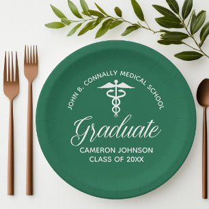 Custom Green Medical School Graduation Party Paper Plates