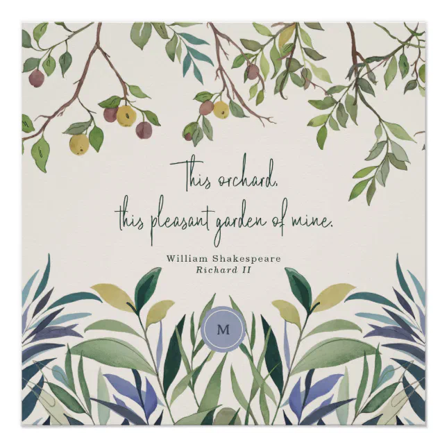 Green Botanical Summer Poster – Modern Shakespeare Quote