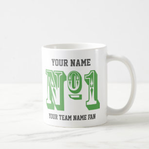 Custom Green Number 1 Sports Team Fan Personalized Coffee Mug