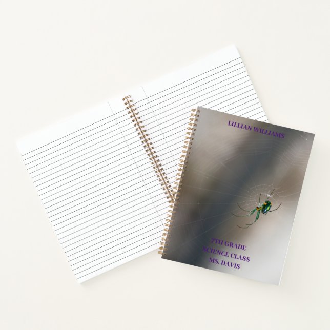 Custom Green Orb Weaver Spider School Classroom  Notebook (Inside)