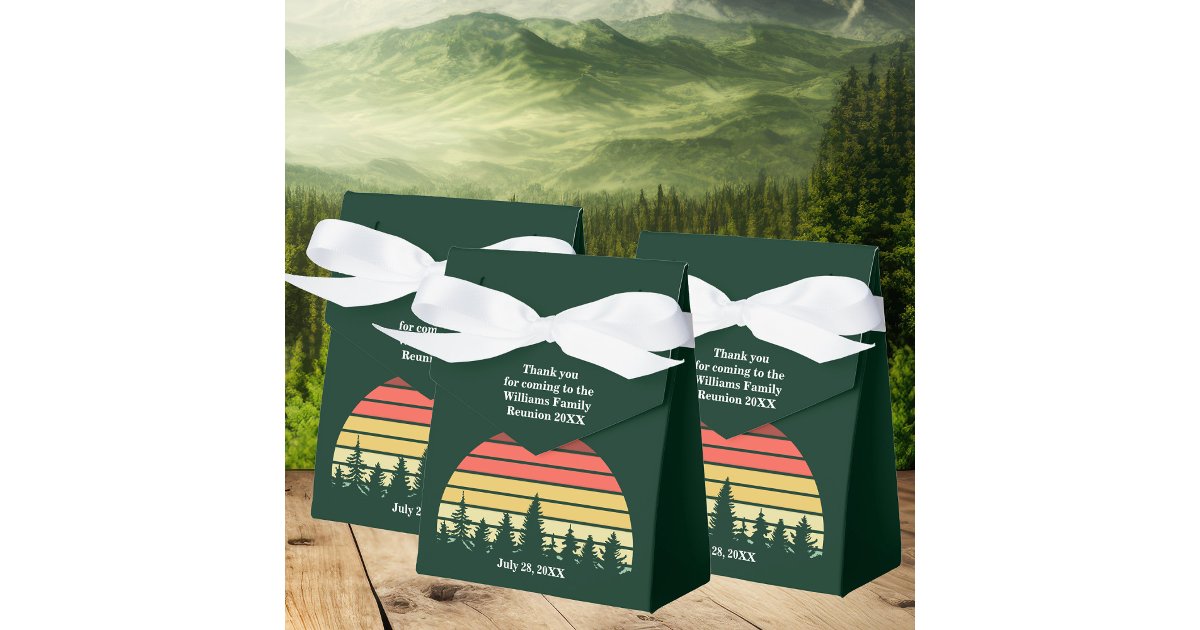 Custom Green Outdoor Family Reunion Party Favor Boxes | Zazzle