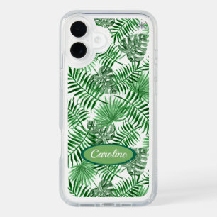 Custom Green Palm Leaves Tropical Summer Pattern iPhone 16 Plus Case