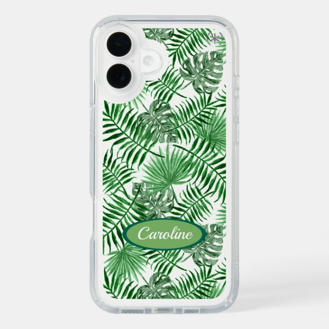 Custom Green Palm Leaves Tropical Summer Pattern Speck iPhone Case (Front)