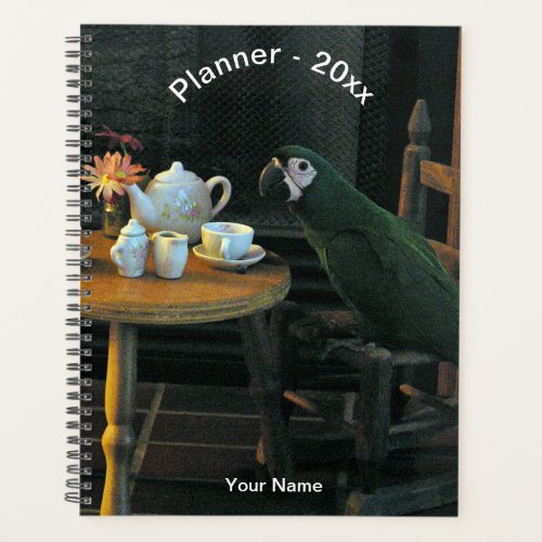 Custom Green Parrot Tea Set  Table Photo Planner