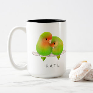 Custom Green Parrots Lovebirds Bird Mug