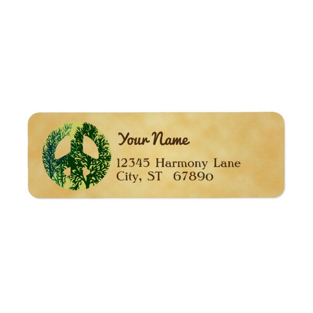 Custom Green Peace Sign Address Labels (Front)