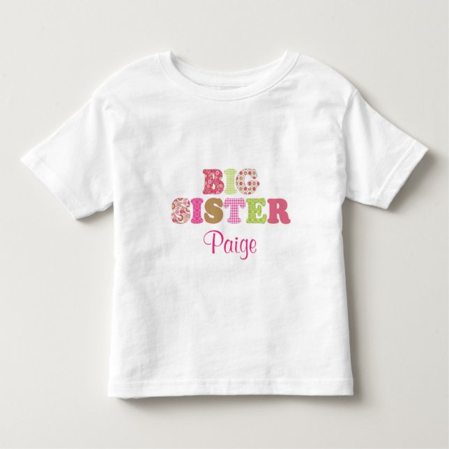 Custom Green & Pink Big Sister Shirt (Front)