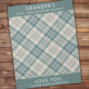 Custom Green Plaid Funny Grandpa from Grandkids Fleece Blanket