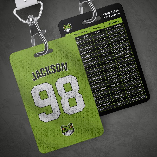 Custom Green Player Team Roster Card Sport Badge (Creator Uploaded)