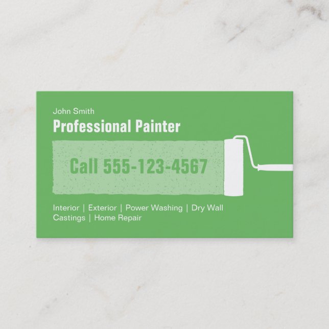 Custom Green Professional Home Painting Business Card (Front)