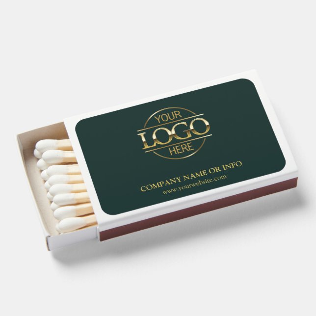 Custom Green Promotional Company Business Logo Matchboxes (Front Open)