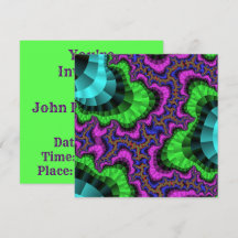 Custom Green Purple Gear Invitation