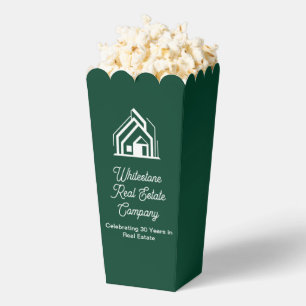 Custom Green Real Estate Company Popcorn Party Favor Boxes