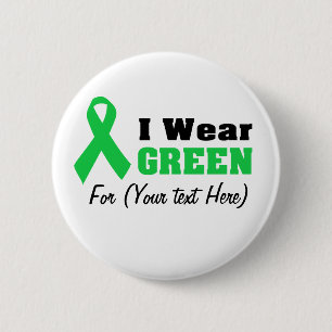 Custom Green Ribbon Awareness  Button