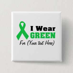Custom Green Ribbon Awareness  Button