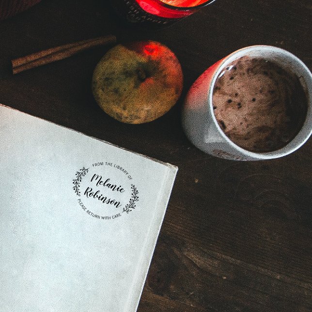 Custom Green Round Botanical From The Library Of Self-inking Stamp (Creator Uploaded)