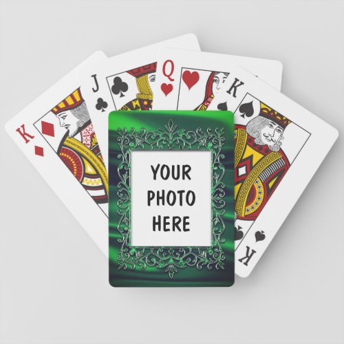 Custom Green Satin _ Bicycle Playing Cards