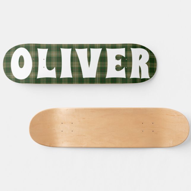 custom green scottish tartan checkerboard skateboard (Horz)
