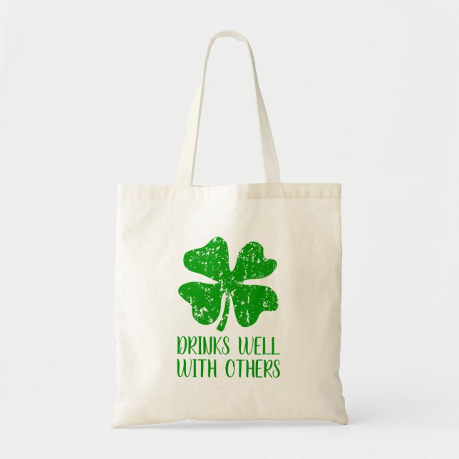 Custom green shamrock St Patrick's Day tote bags (Front)