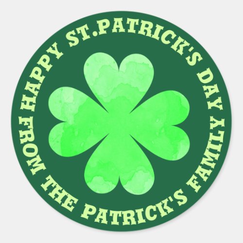 Custom Green Shamrok St Patricks Day Classic Round Sticker