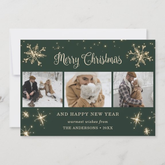 Custom Green Sparkly Snowflake Photo Collage