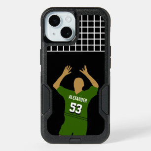 Custom Green Sports Jersey Volleyball Player Name iPhone 15 Case