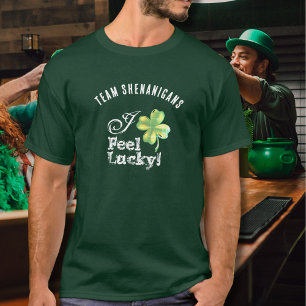 Custom Green St. Patrick's Day Team--I Feel Lucky T-Shirt
