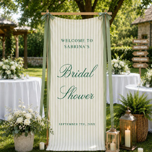 Custom Green Stripe Wedding Welcome Bridal Shower Banner