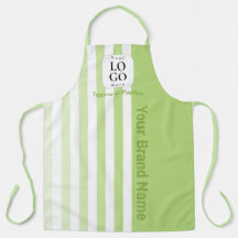 Custom Green Striped Business Logo Apron