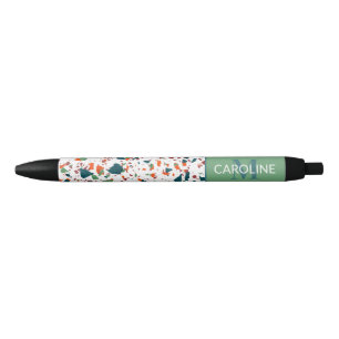 Custom Green Teal Blue Orange Terrazzo Art Motif Pen