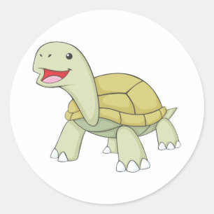 Custom Green Tortoise Turtle Smiling Classic Round Sticker