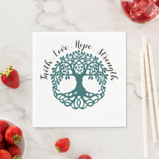 Custom Green Tree of Life Bile Duct Cancer Napkins